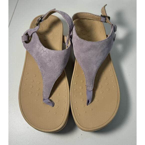 Vionic Anitra Women’s Platform Wedge Thong Sandals Lavender Suede Size 10 Wide - Picture 2 of 8